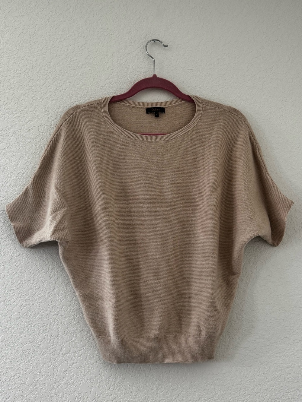 Quince Lightweight Cotton Cashmere Link-Stitch Dolman Sweater Heather Oatmeal
